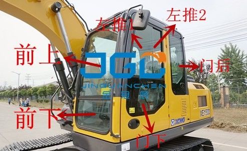 XE150D 155DK الحفرة الأمامية والخلفية الأبواب والنوافذ اليسرى واليمينية الزجاج الأمامي المطلي