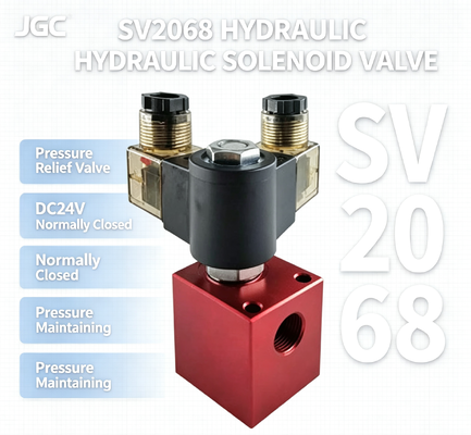 SV2068 صمام الكرة اللولبي الهيدروليكي صمام تنفيس الضغط خرطوشة مترابطة DC24V صمام الحفاظ على الضغط مغلق عادة