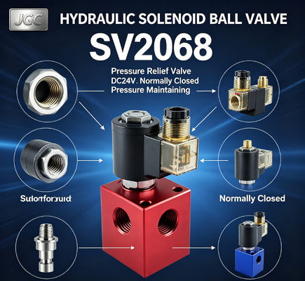 SV2068 صمام الكرة اللولبي الهيدروليكي صمام تنفيس الضغط خرطوشة مترابطة DC24V صمام الحفاظ على الضغط مغلق عادة