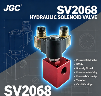 SV2068 صمام الكرة اللولبي الهيدروليكي صمام تنفيس الضغط خرطوشة مترابطة DC24V صمام الحفاظ على الضغط مغلق عادة