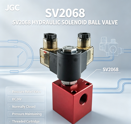 SV2068 صمام الكرة اللولبي الهيدروليكي صمام تنفيس الضغط خرطوشة مترابطة DC24V صمام الحفاظ على الضغط مغلق عادة