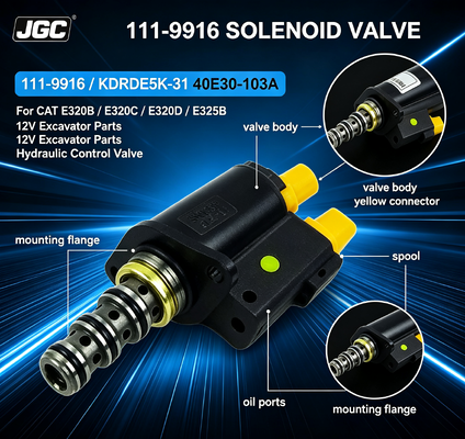 111-9916 صمام الملف اللولبي لمجموعة الحفار 12 فولت رقم القطعة KDRDE5K-31 40E30-103A لـ CAT E320b E320c E320d E325b