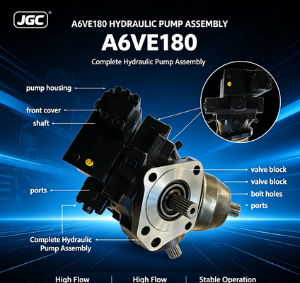 A6VE180 مجموعة المضخة الهيدروليكية الكاملة التشغيل المستقر للدفق العالي
